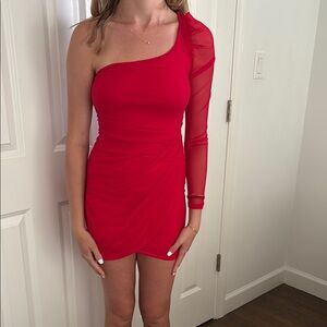 Lucy in the Sky Red Asymmetrical One-Shoulder Bodycon Dress